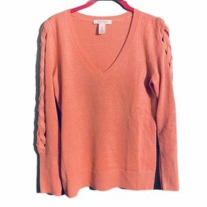 WHBM Braid Sleeve Shimmering Sweater XS